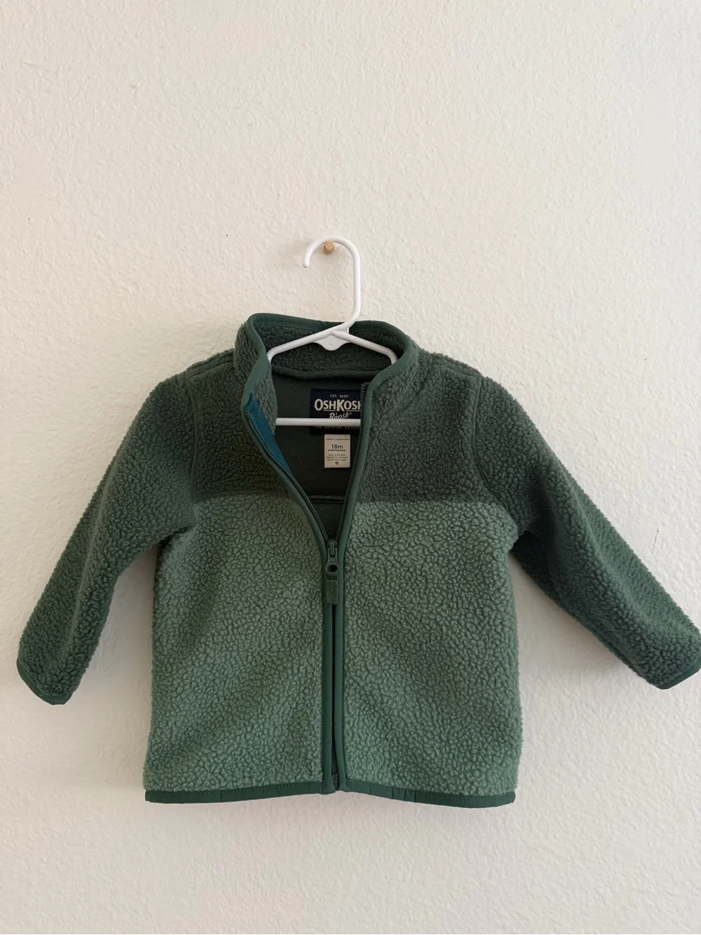 OshKosh Two-Tone Green Sherpa Zip Jacket